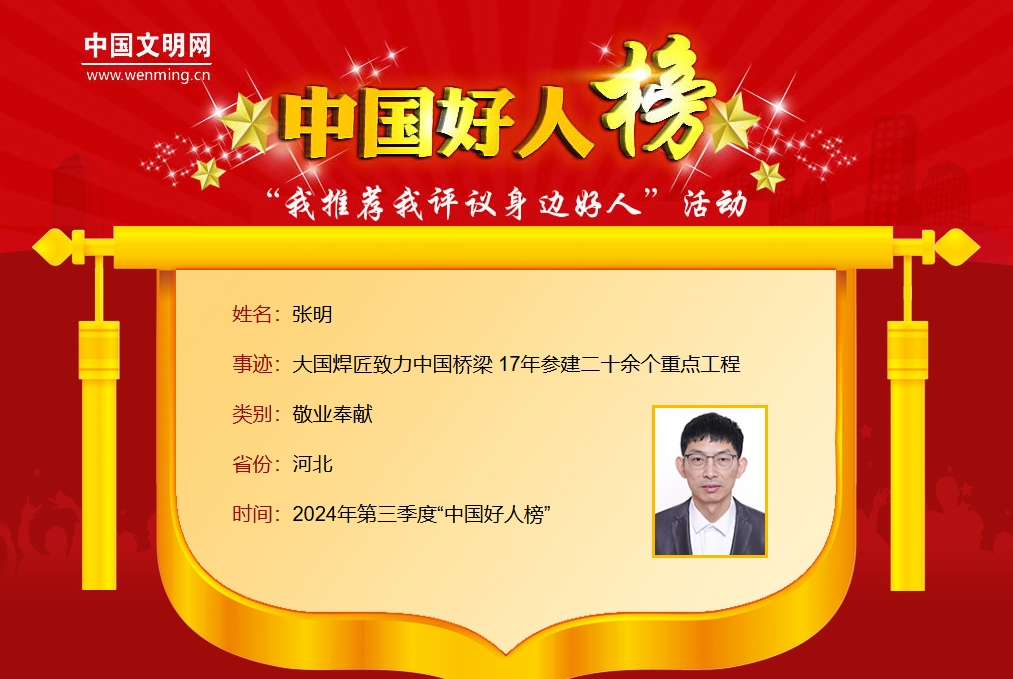 中鐵山橋張明榮登“中國(guó)好人榜”